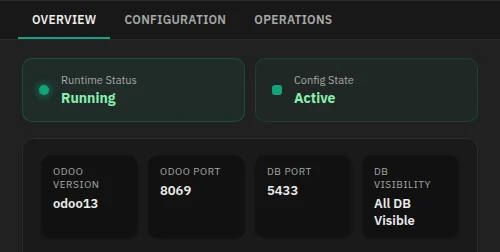 Cuplikan status runtime Odoo di TiusClaw